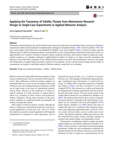 Applying the Taxonomy of Validity Threats from Mainstream .